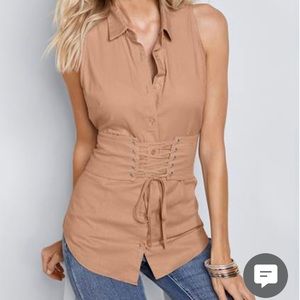 Venus Med NEW corset button up top tan